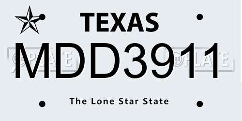 MDD3911 Texas License Plate