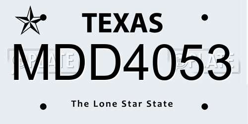 MDD4053 Texas License Plate