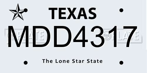 MDD4317 Texas License Plate