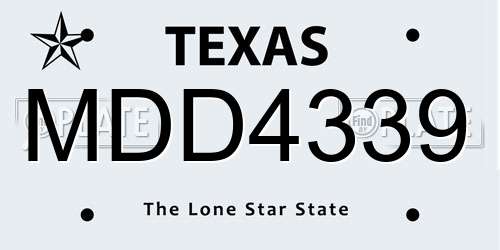 MDD4339 Texas License Plate
