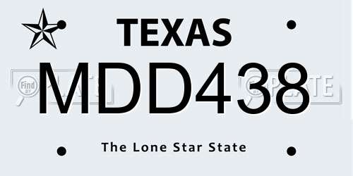 MDD438 Texas License Plate