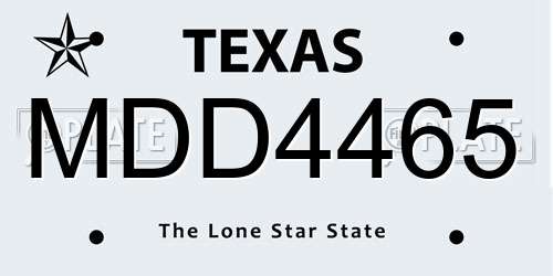 MDD4465 Texas License Plate