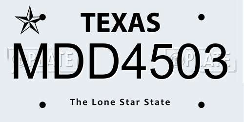 MDD4503 Texas License Plate