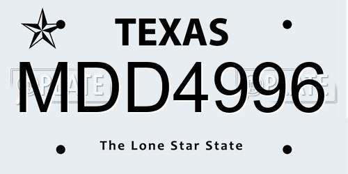 MDD4996 Texas License Plate