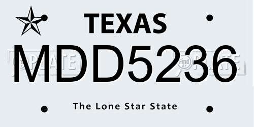 MDD5236 Texas License Plate