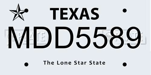 MDD5589 Texas License Plate