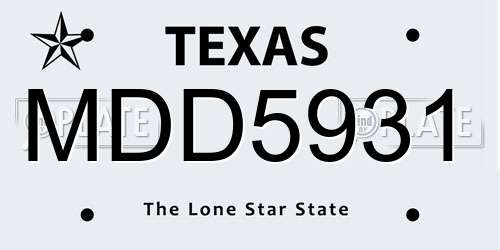 MDD5931 Texas License Plate