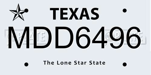MDD6496 Texas License Plate