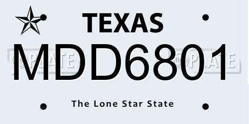 MDD6801 Texas License Plate