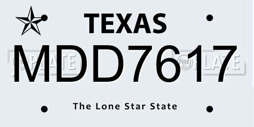 MDD7617 Texas License Plate
