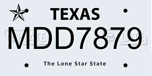 MDD7879 Texas License Plate