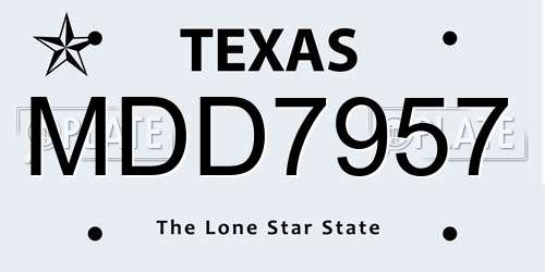 MDD7957 Texas License Plate