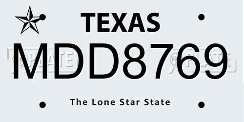 MDD8769 Texas License Plate
