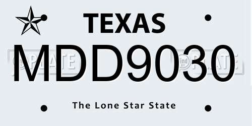 MDD9030 Texas License Plate