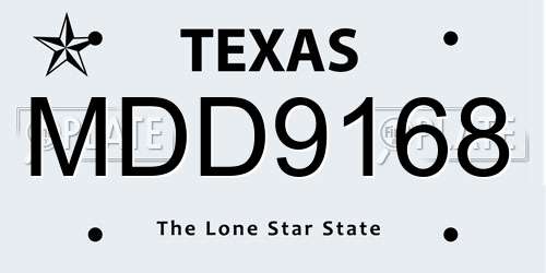 MDD9168 Texas License Plate