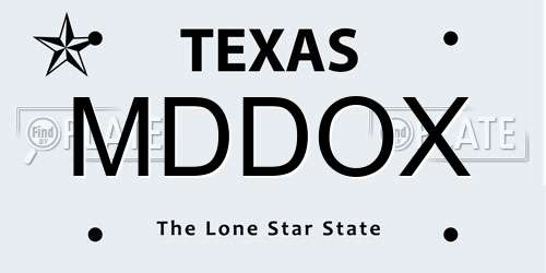 MDDOX Texas License Plate