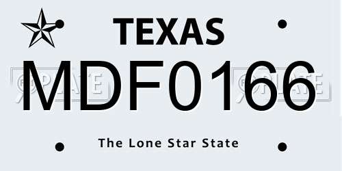 MDF0166 Texas License Plate