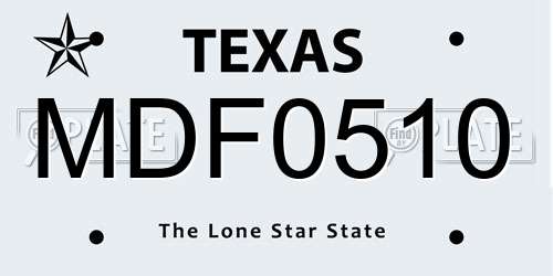 MDF0510 Texas License Plate