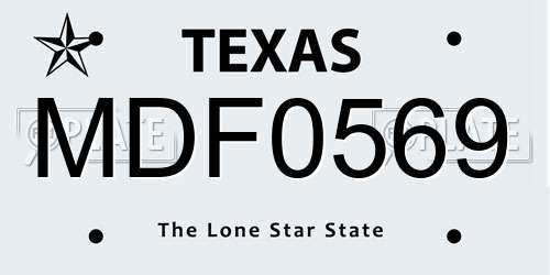 MDF0569 Texas License Plate