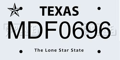MDF0696 Texas License Plate