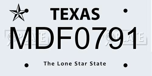 MDF0791 Texas License Plate