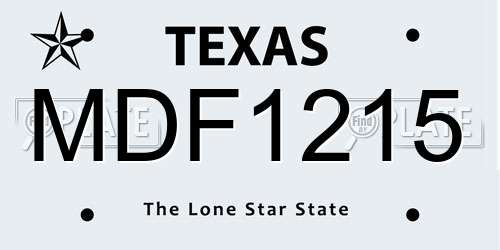 MDF1215 Texas License Plate