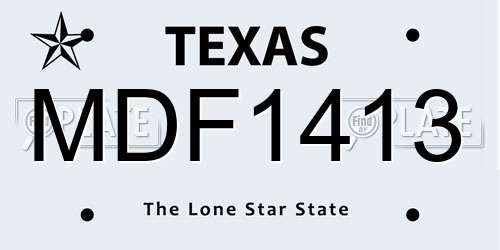 MDF1413 Texas License Plate