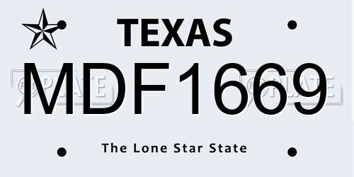 MDF1669 Texas License Plate