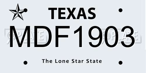 MDF1903 Texas License Plate