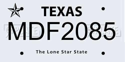 MDF2085 Texas License Plate
