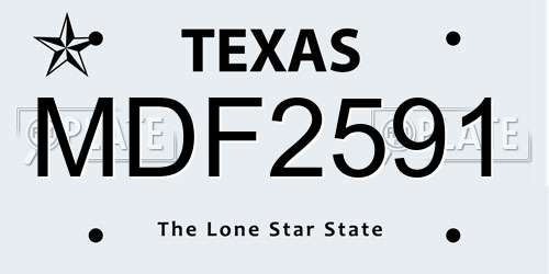 MDF2591 Texas License Plate