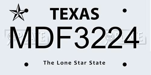 MDF3224 Texas License Plate