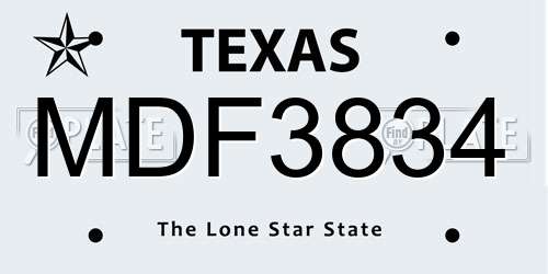 MDF3834 Texas License Plate