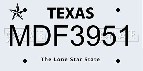 MDF3951 Texas License Plate