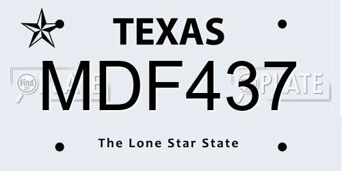 MDF437 Texas License Plate