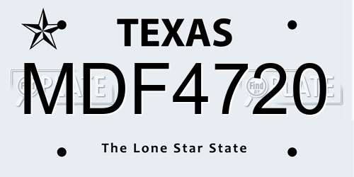 MDF4720 Texas License Plate