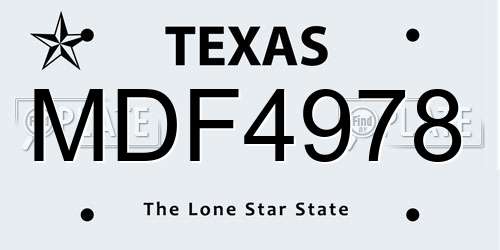 MDF4978 Texas License Plate