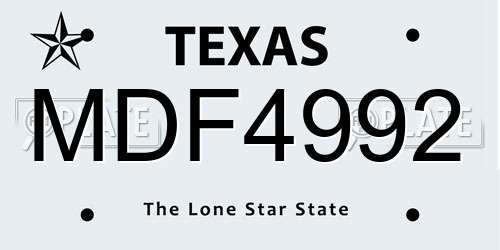 MDF4992 Texas License Plate