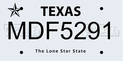 MDF5291 Texas License Plate