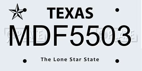 MDF5503 Texas License Plate