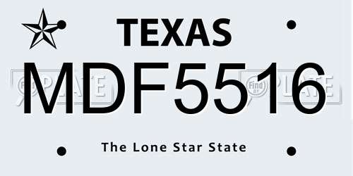 MDF5516 Texas License Plate
