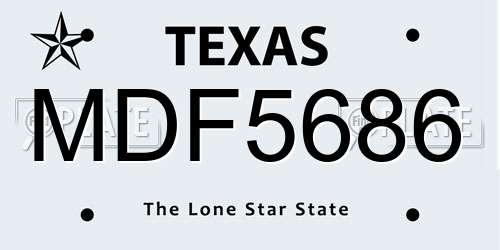 MDF5686 Texas License Plate