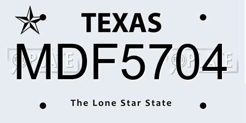 MDF5704 Texas License Plate