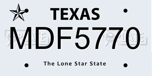MDF5770 Texas License Plate