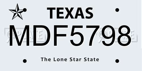 MDF5798 Texas License Plate