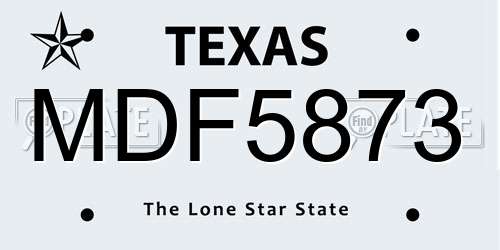 MDF5873 Texas License Plate