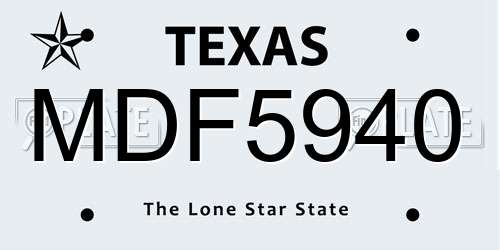 MDF5940 Texas License Plate