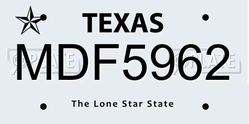 MDF5962 Texas License Plate