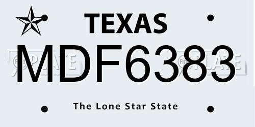 MDF6383 Texas License Plate