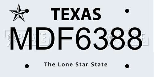 MDF6388 Texas License Plate